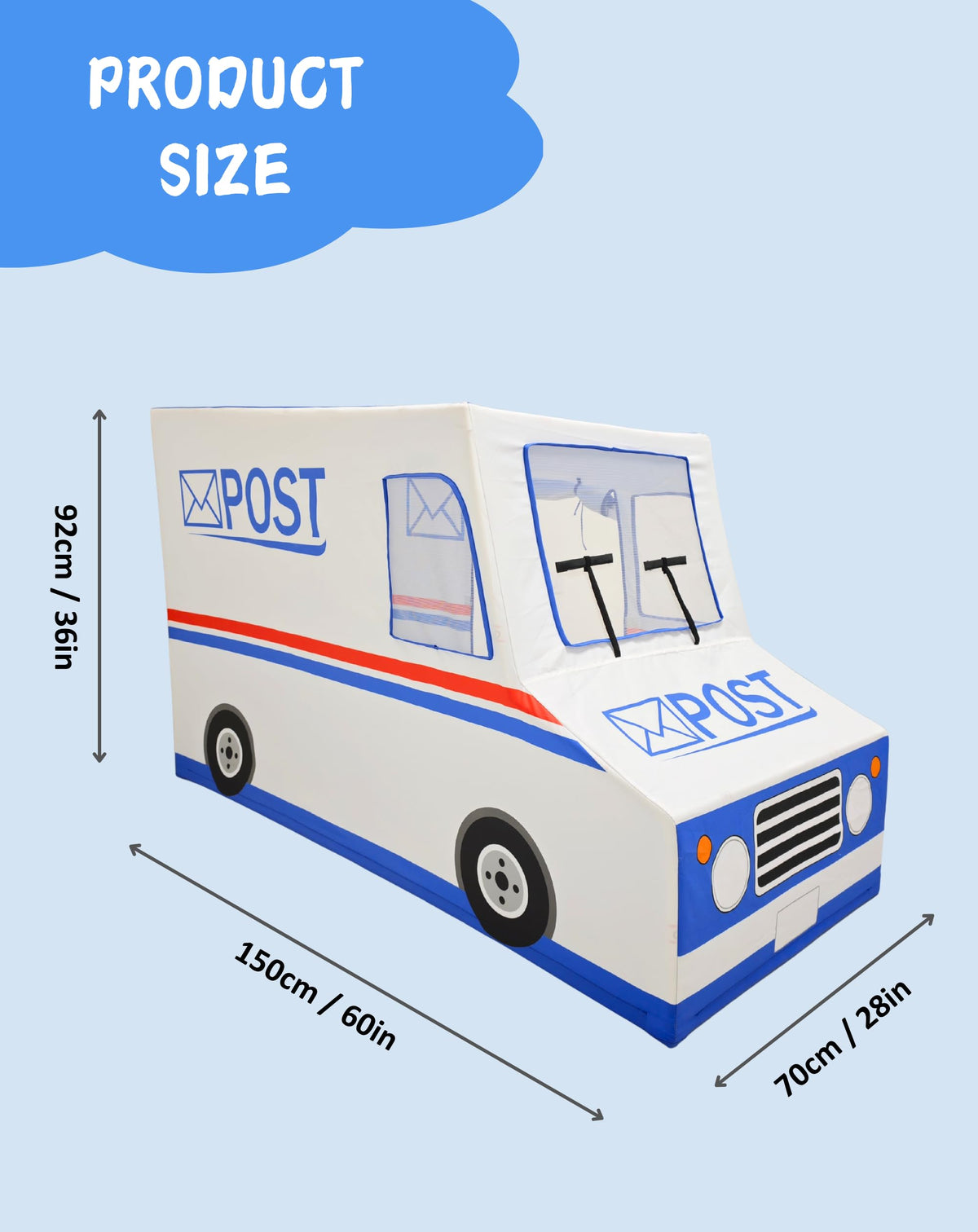 Kids Play Tent, Mail Delivery Truck Playhouse for Ages 3-8 Indoor & Outdoor