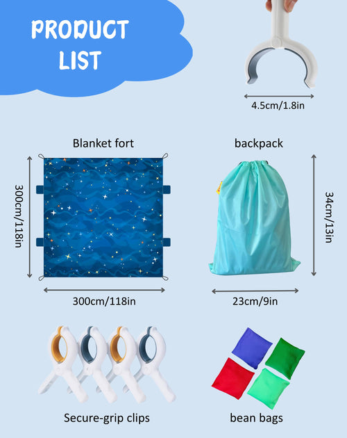 Blanket Fort Building Kit- Deep Blue