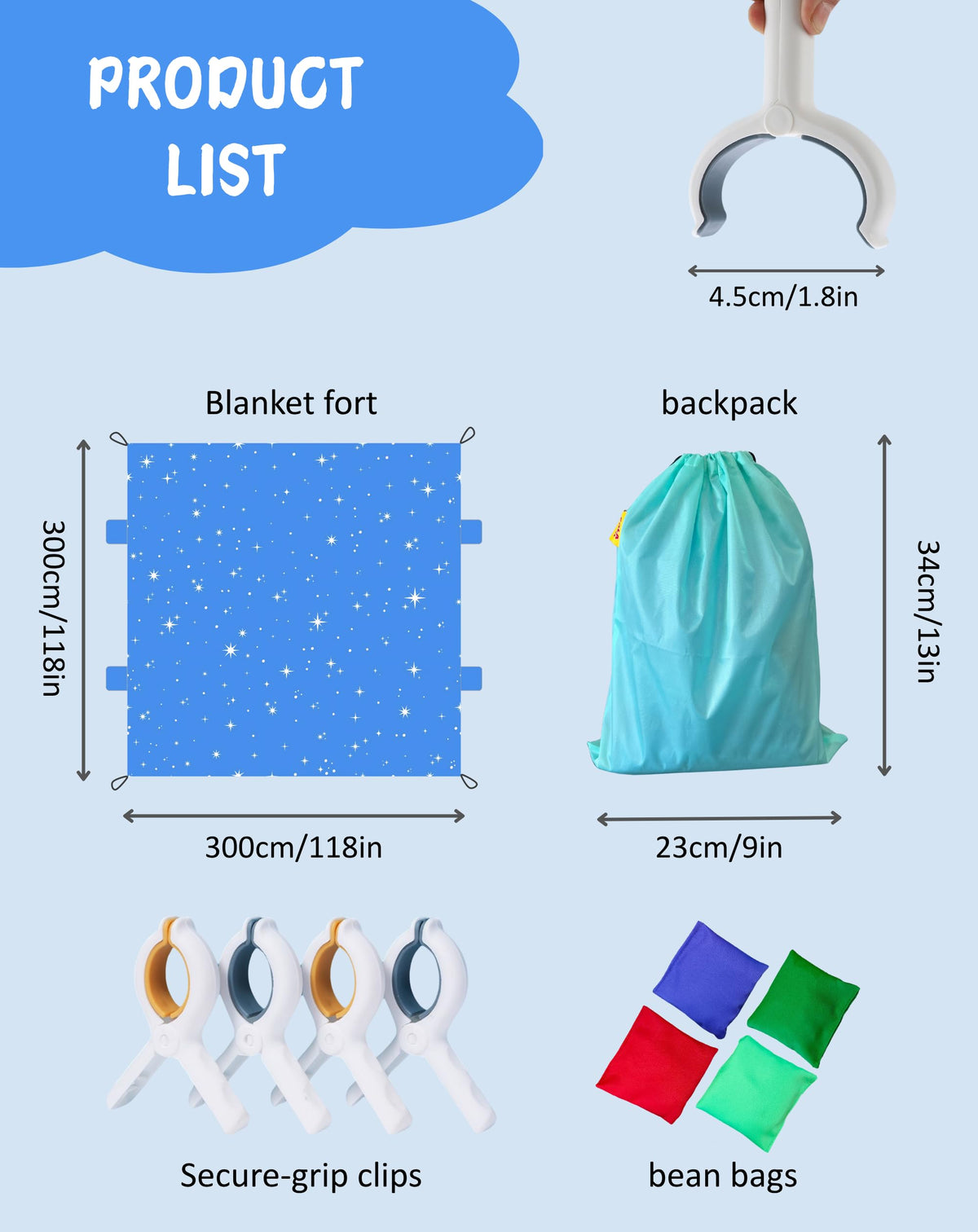 Blanket Fort Building Kit- Sky Blue