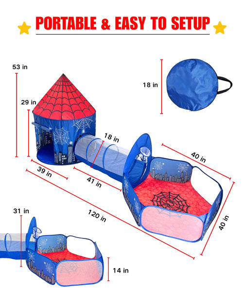 3-in-1 Kids Play Tent with Tunnel, Pop-up Spider Play Tent & Ball Pit for Toddlers