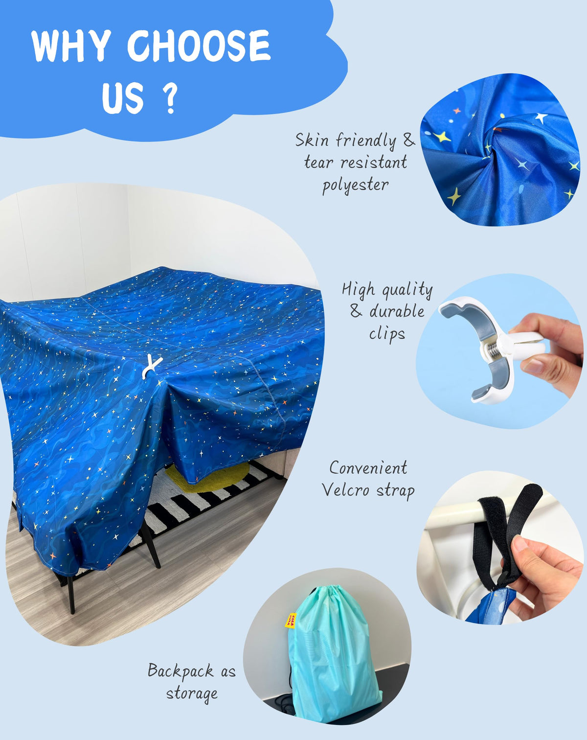 Blanket Fort Building Kit- Deep Blue
