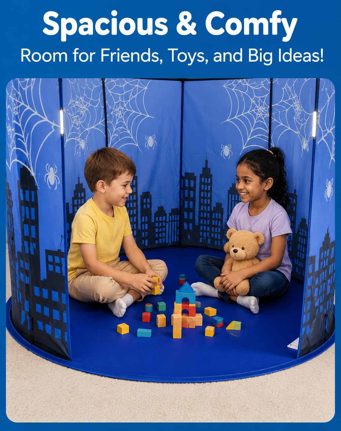 Kids Pop-up Play Tent, Portable Spider Tent for Boys & Girls, Indoor Playhouse