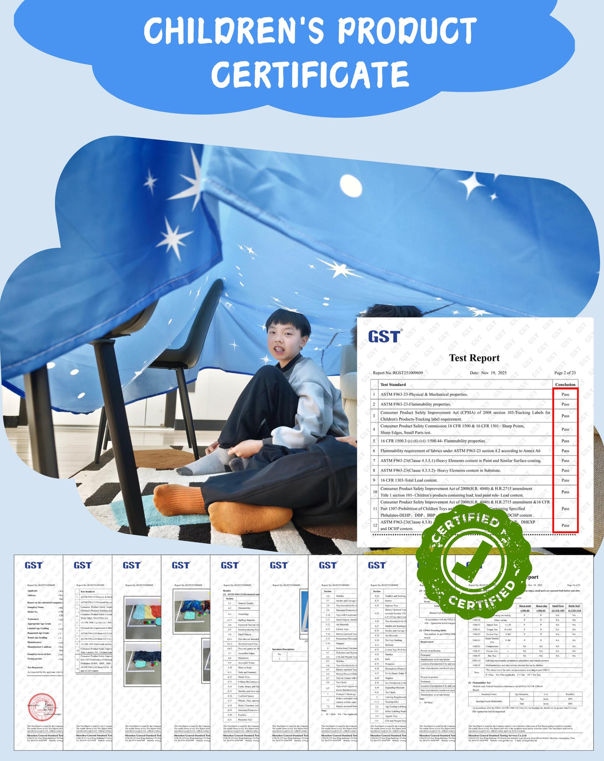 Blanket Fort Building Kit- Sky Blue