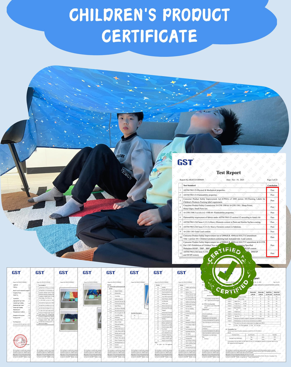 Blanket Fort Building Kit- Deep Blue