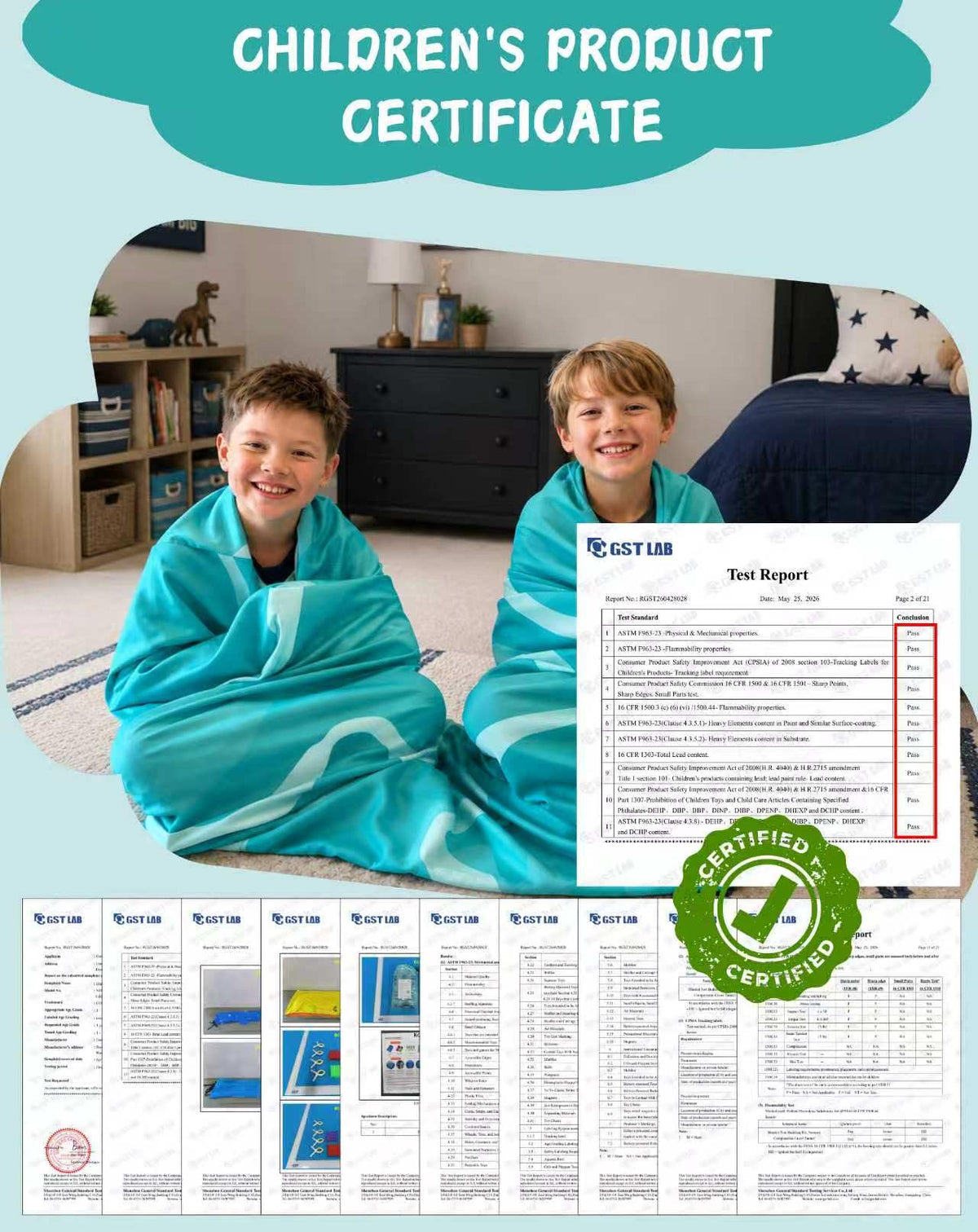 10 Ft Sensory Compression Tunnel for Kids- Aqua