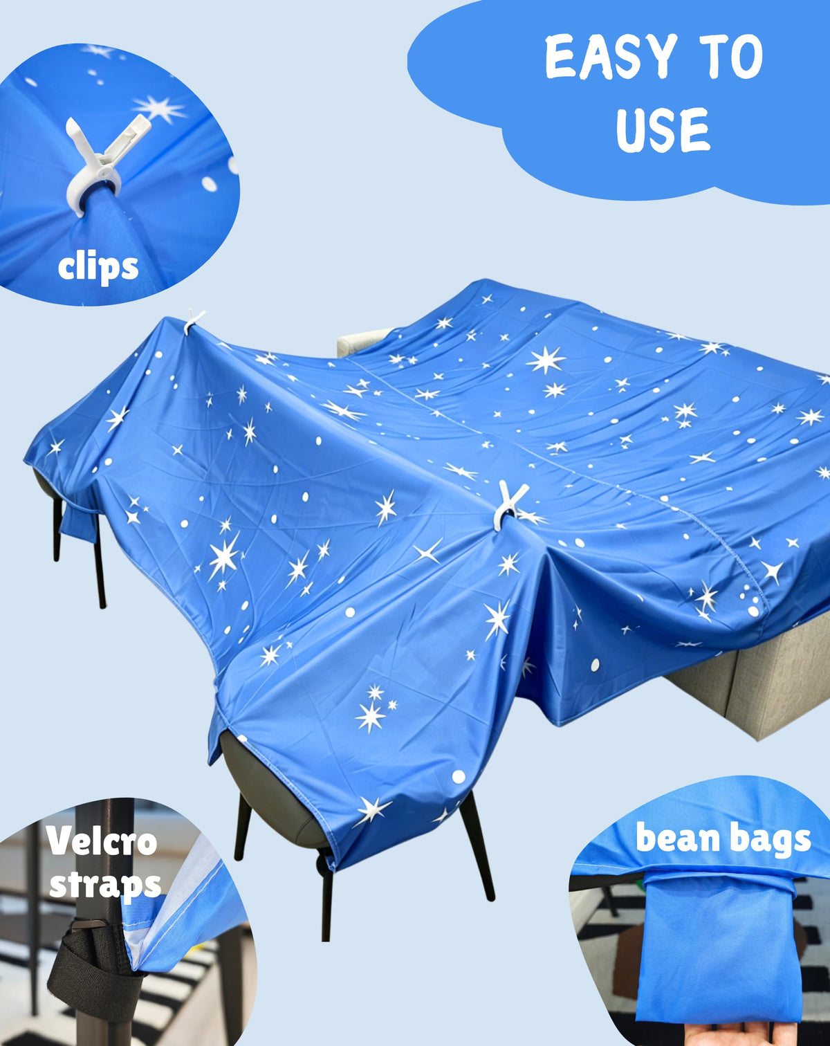 Blanket Fort Building Kit- Sky Blue