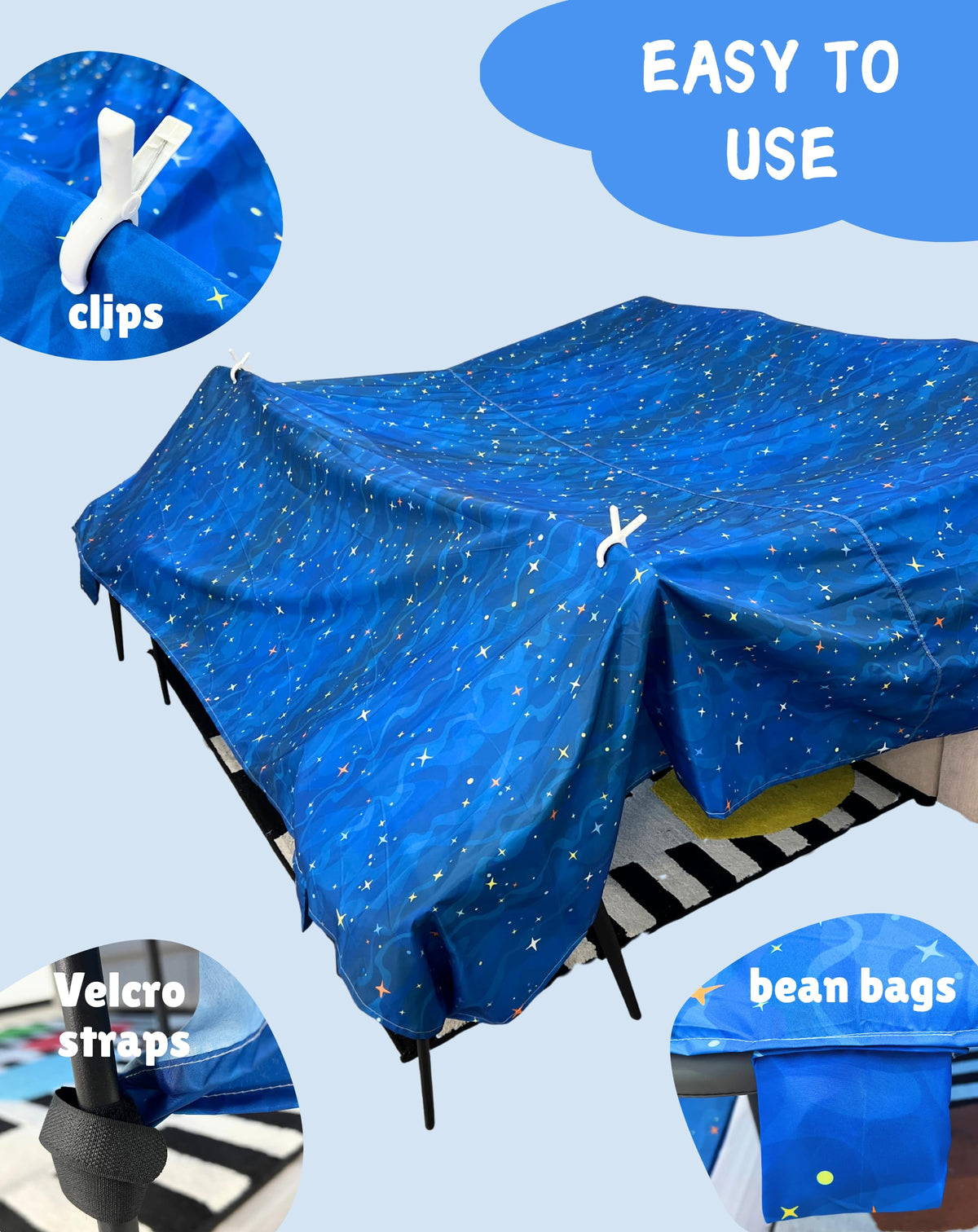 Blanket Fort Building Kit- Deep Blue